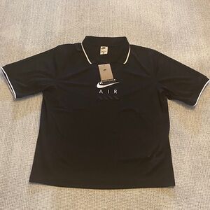Nike Air Men's Black Mesh Polo Jersey Shirt M Breathable